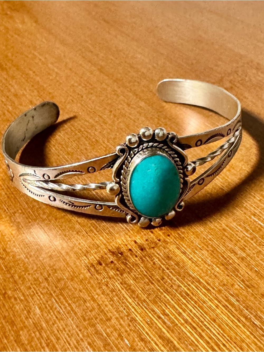 Vintage Bell Trading Post Sterling Silver Turquoise Cuff Bracelet